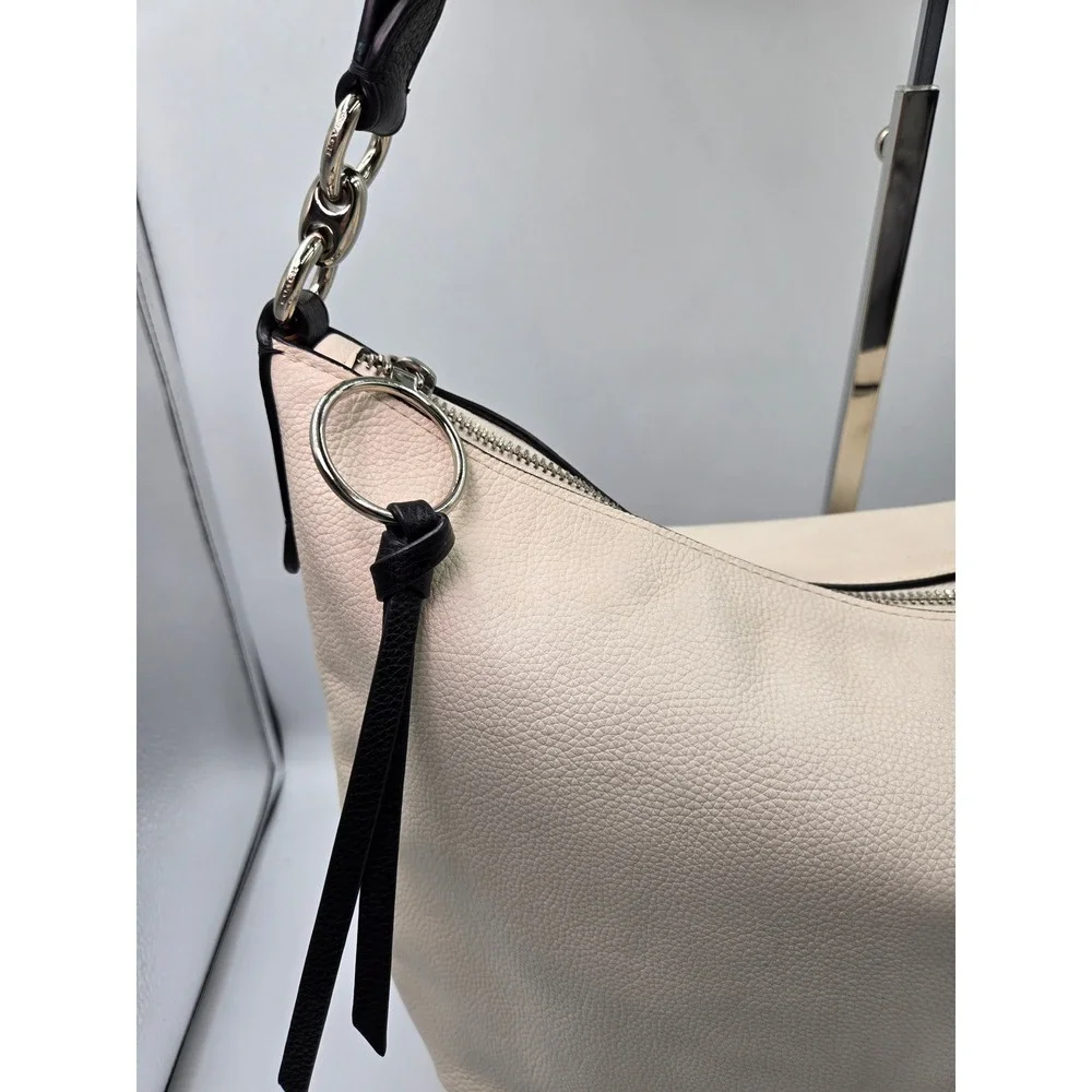 Coach Skylar Hobo Bag Chalk White Black Pebbled Leather Shoulder Bag